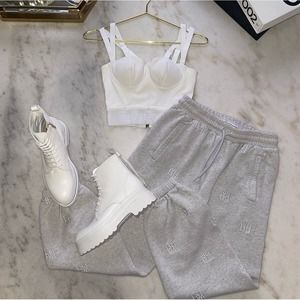 Alexander Wang Logo Embroidered Jogger Sweatpants in Gray